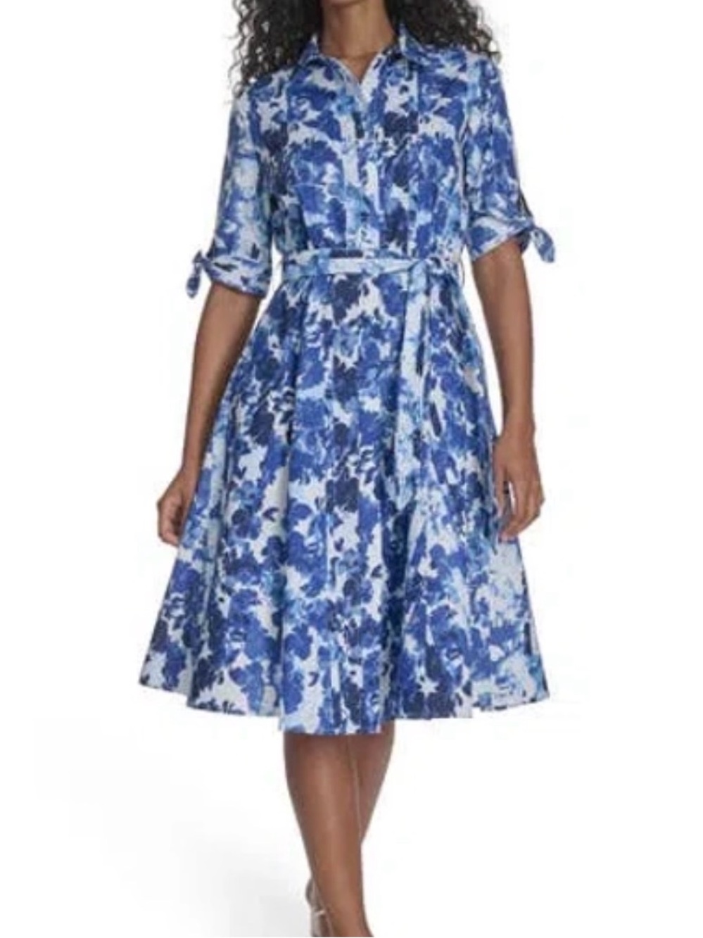 Calvin Klein Floral Short Sleeve Cotton Shirtdress - Size 2